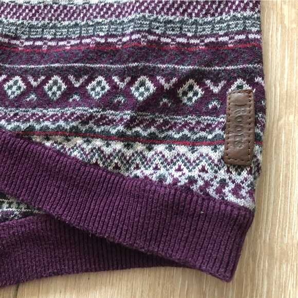 Roots Fair Isle Jacquard Light Sweater in Purple & Dark Gray Size XS - Picture 4 of 12
